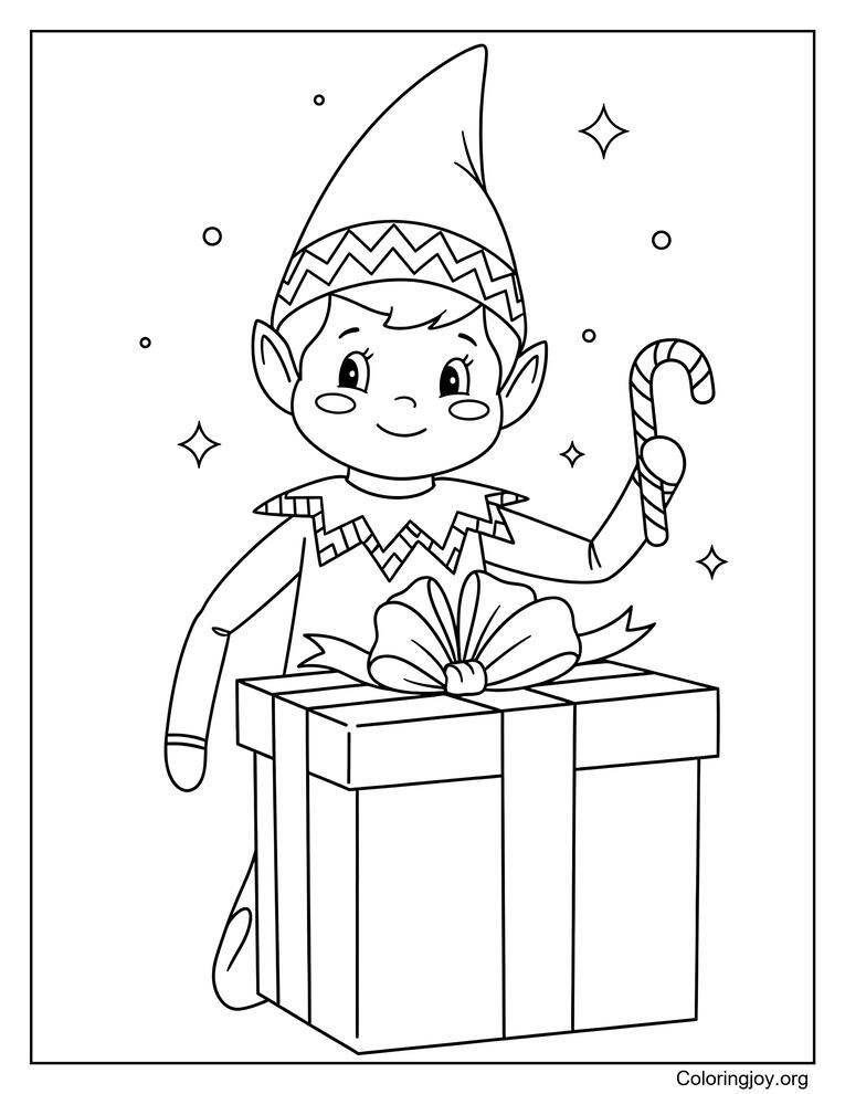 Elf on the Shelf Christmas Eve Coloring Page