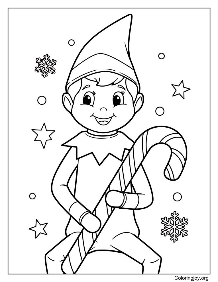 Elf on the Shelf Holiday Activity Coloring Page