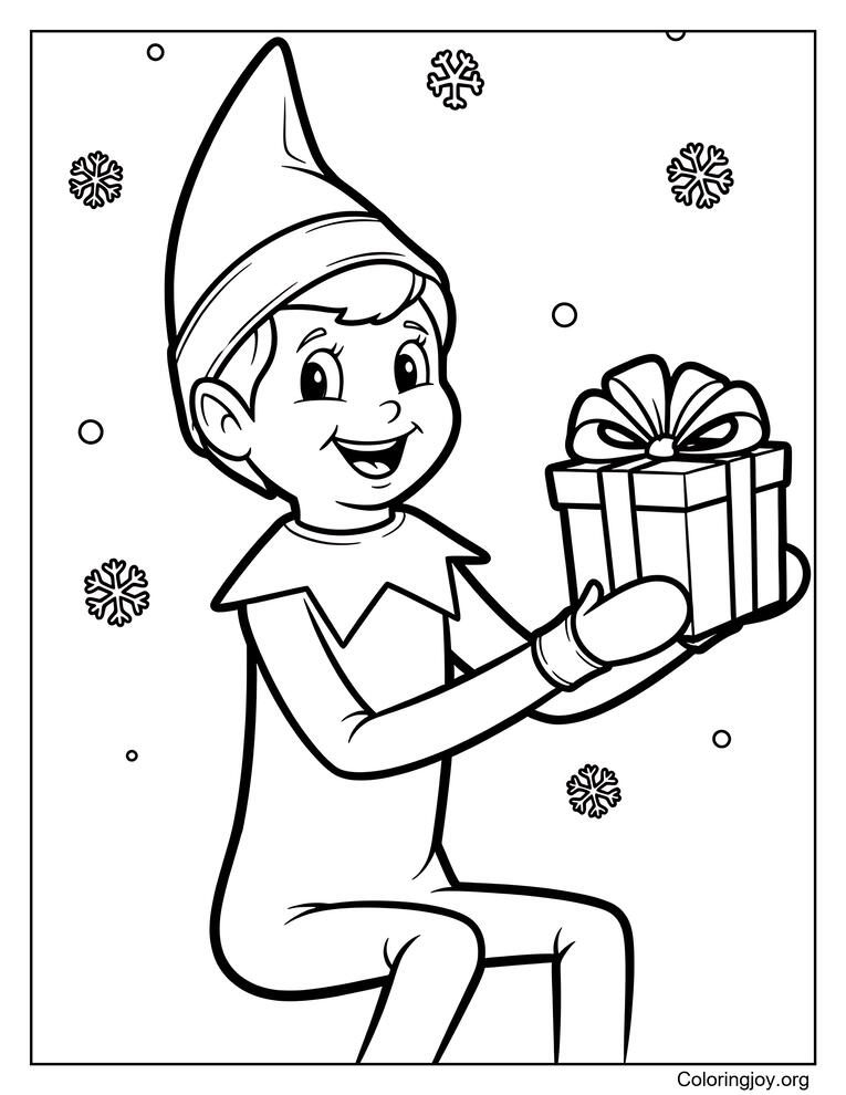 Elf on the Shelf Holiday Spirit Coloring Page Idea