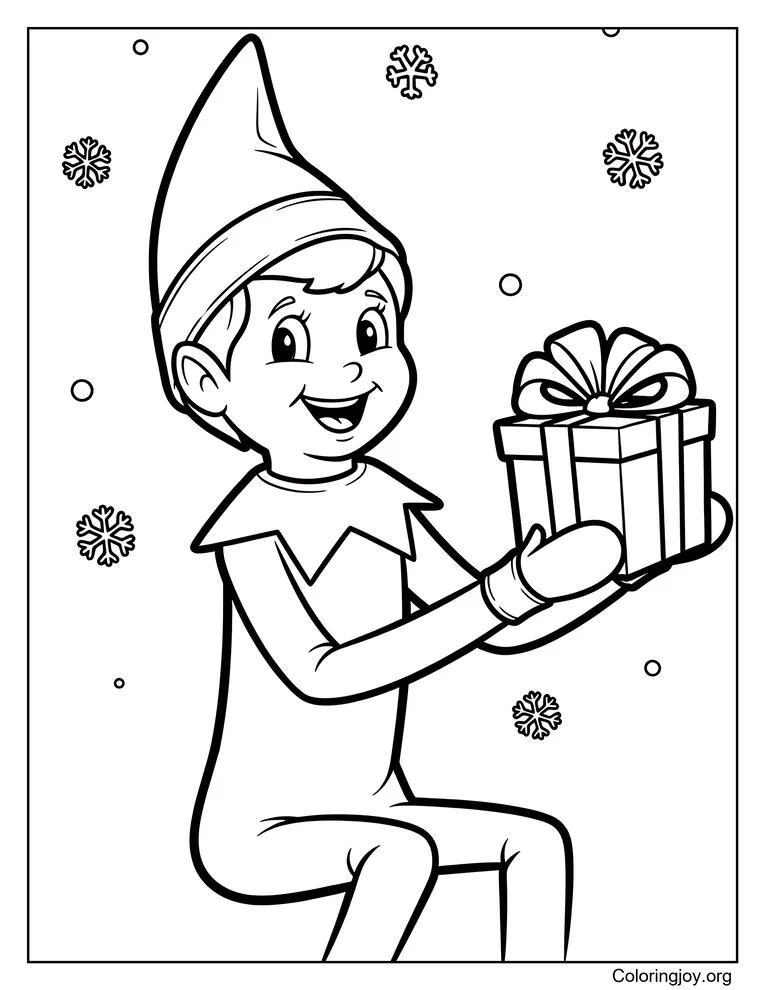 Elf on the Shelf Holiday Spirit Coloring Page Idea