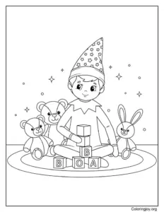 Elf on the Shelf Toy Room Coloring Page Concept