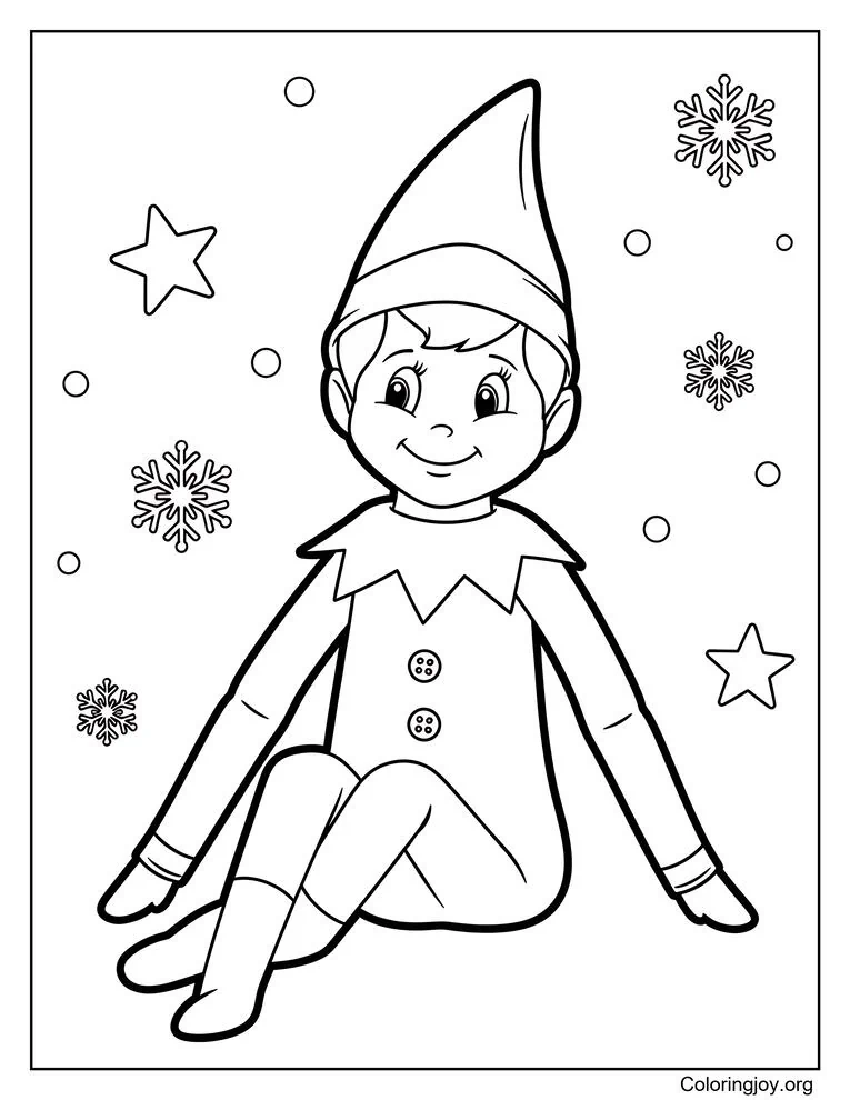 Elf on the Shelf Winter Magic Coloring Page Design