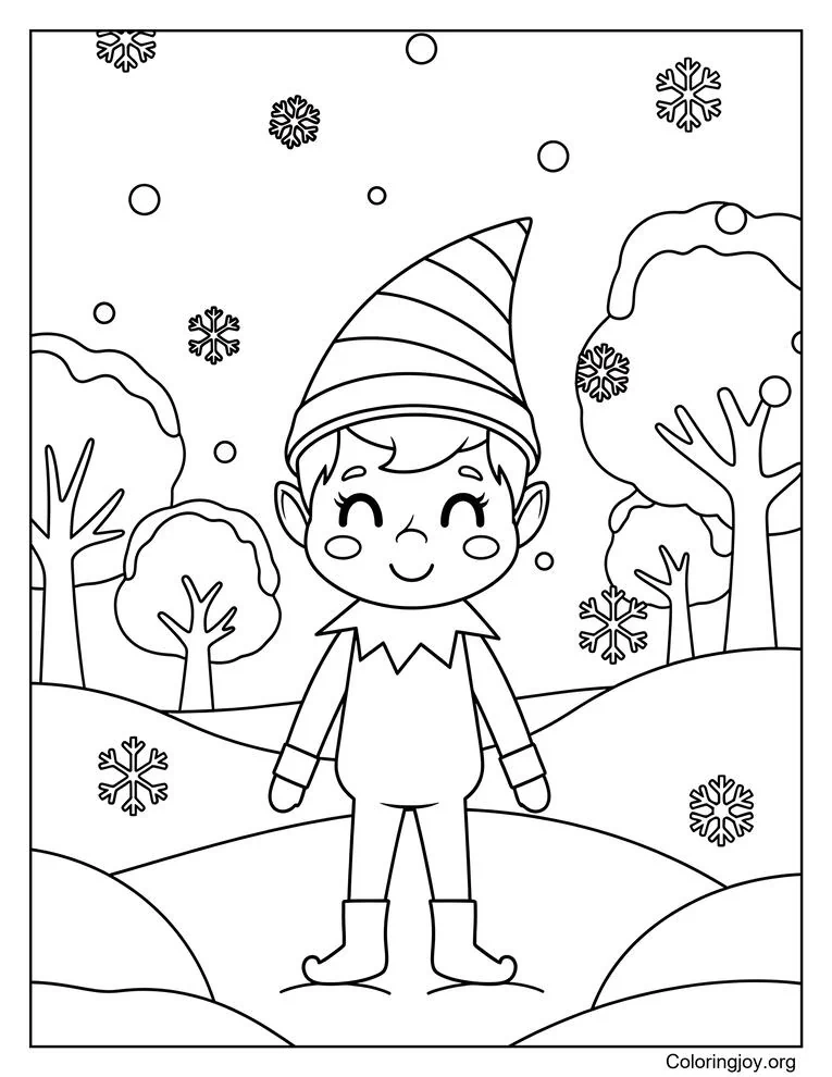 Elf on the Shelf Winter Wonderland Coloring Page