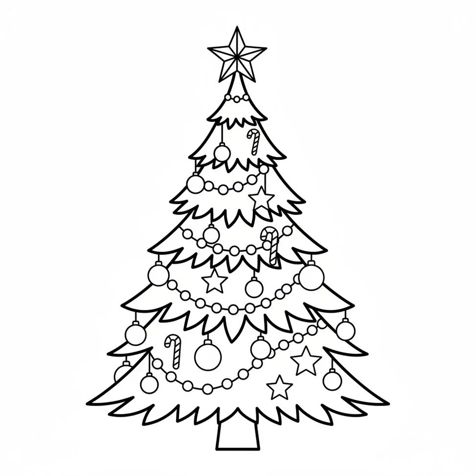 Página para colorear de árbol de Navidad para adultos