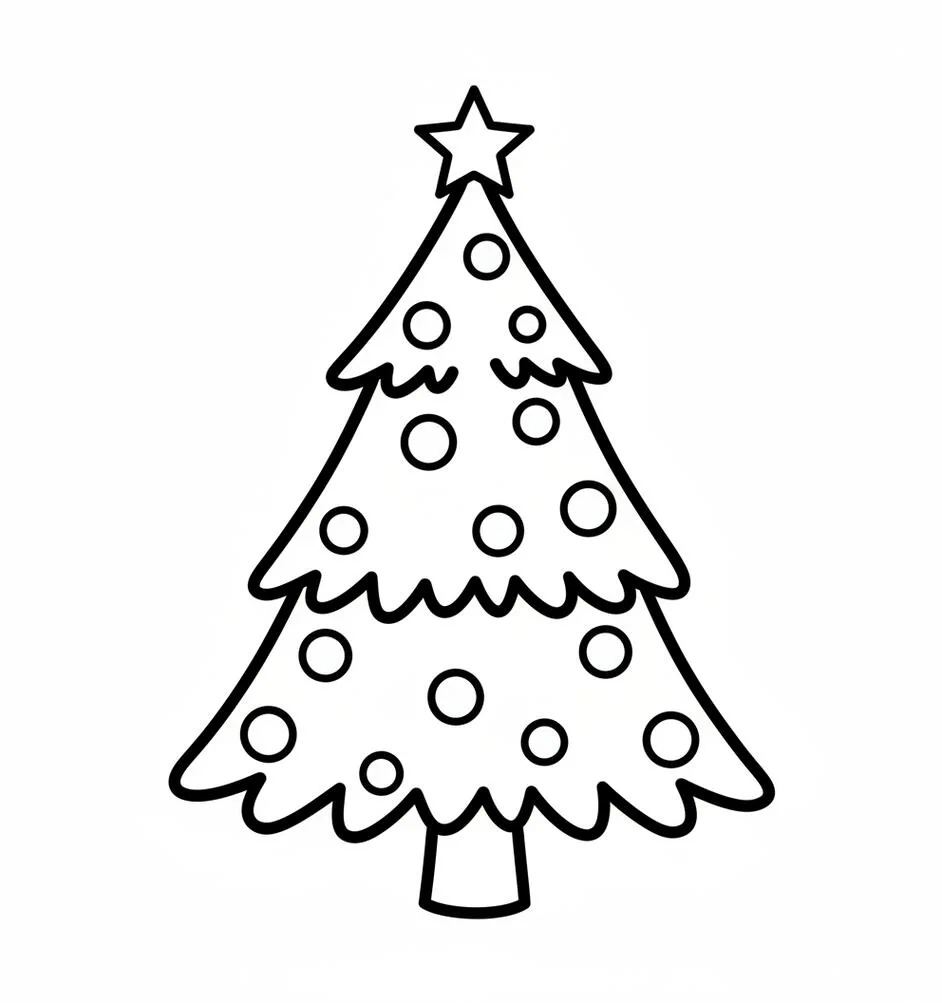 Página fácil para colorear de árboles de Navidad