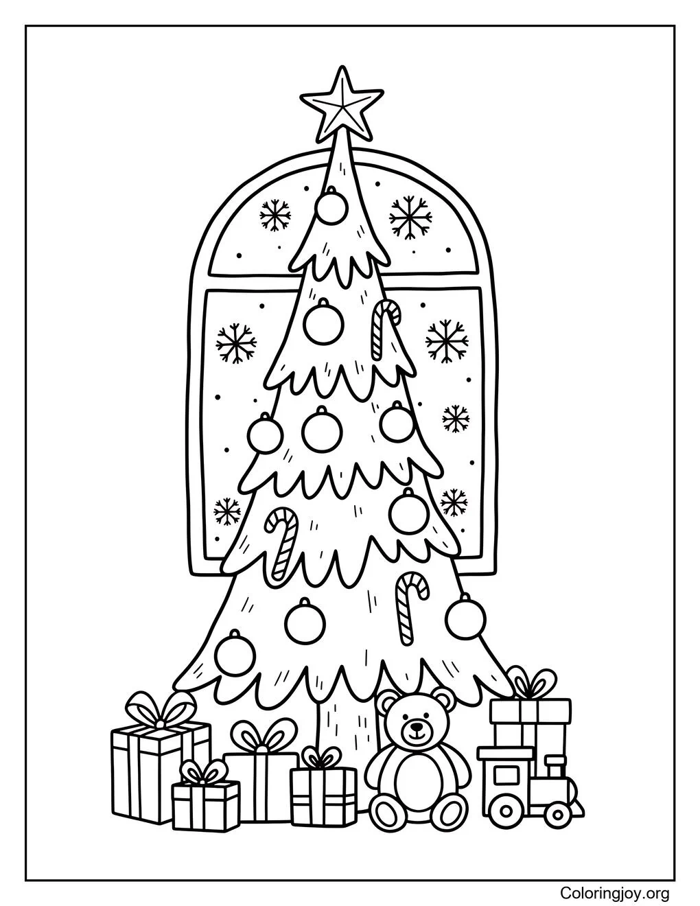 Dibujo para colorear del árbol de Navidad