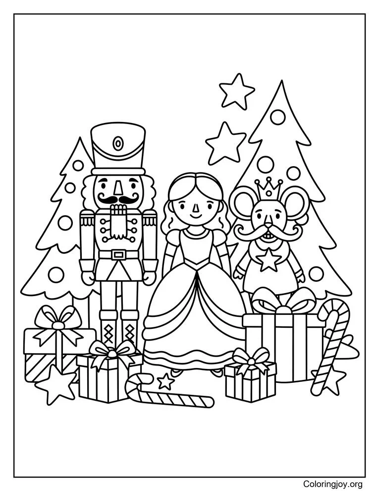 Aventura para colorear con personajes navideños del Cascanueces