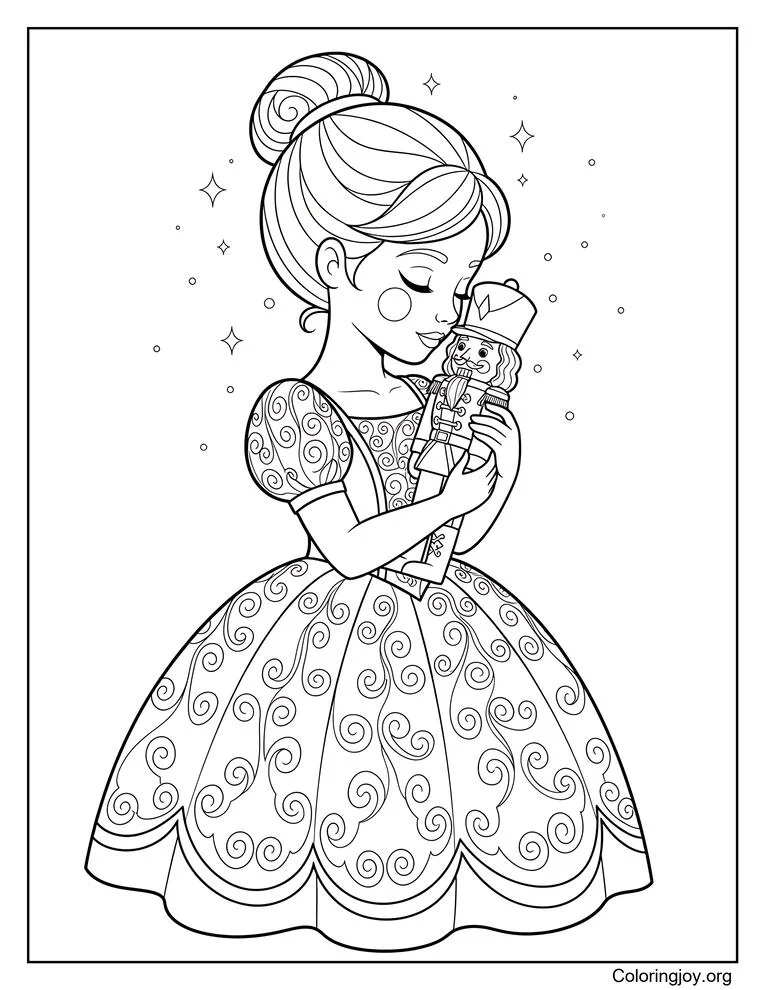 Página para colorear de Ballet Cascanueces con Clara Moment