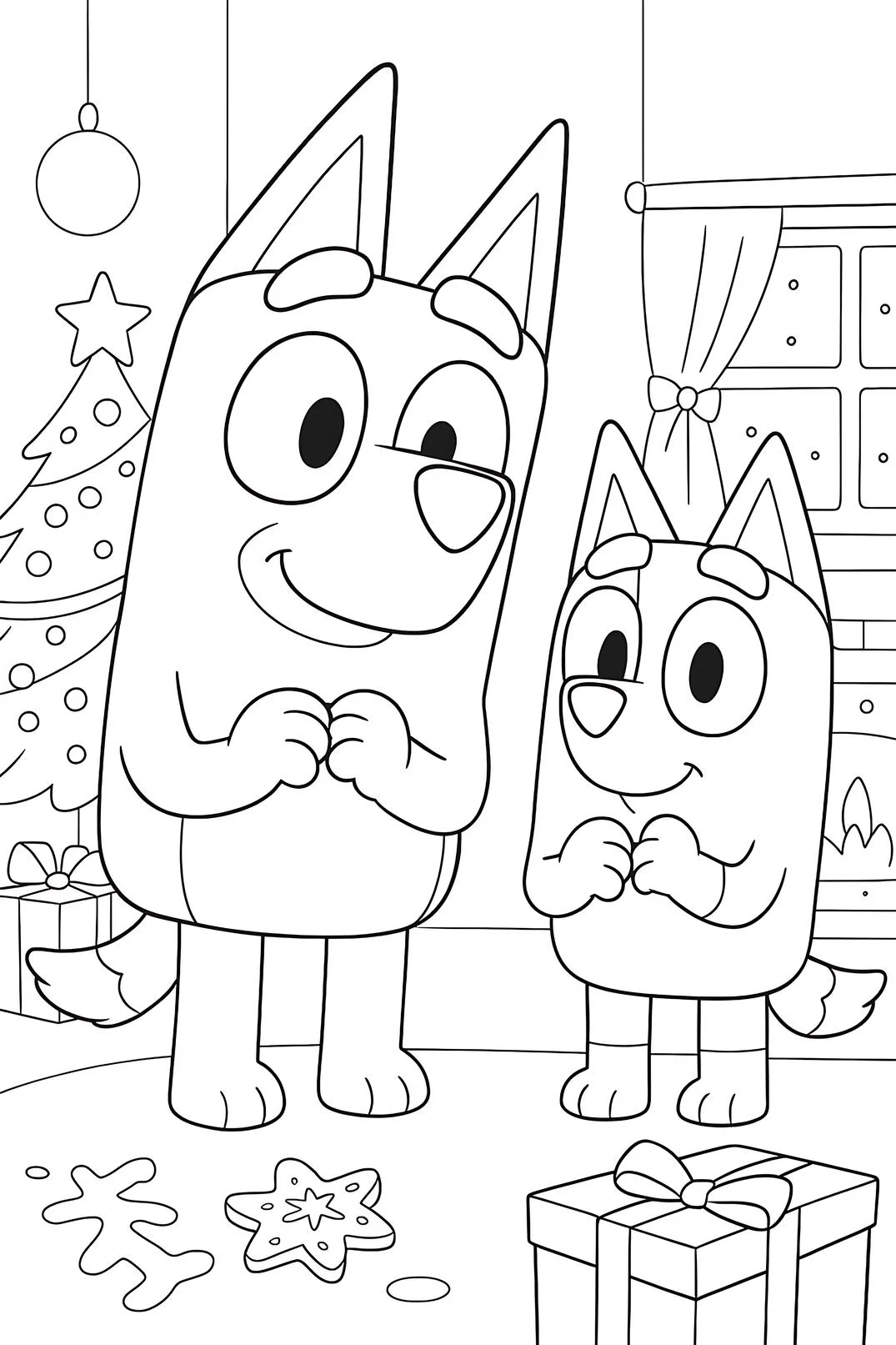 Bluey Página para colorear de Navidad