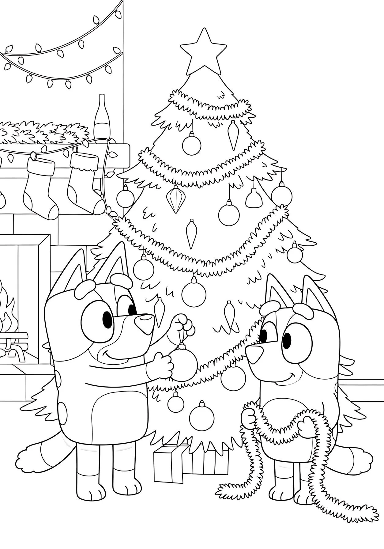 Bluey y Bingo Decoración del árbol de Navidad