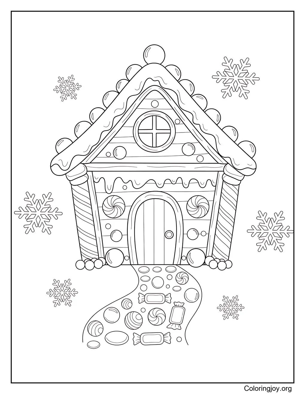 Dibujo para colorear de la casa de pan de jengibre