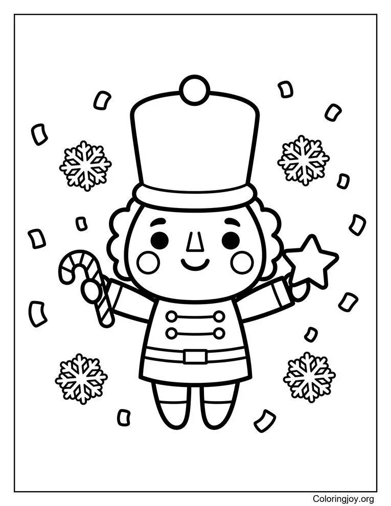 Página para colorear de Cascanueces Kawaii para diseños lindos