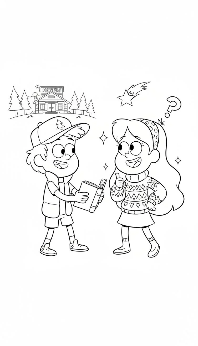 Dipper y Mabel gravity falls Dibujo para colorear