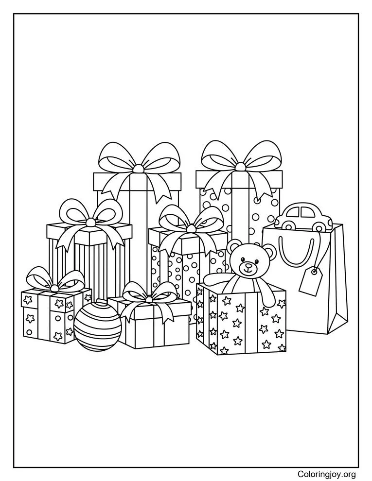 hoja para colorear de regalo de Navidad