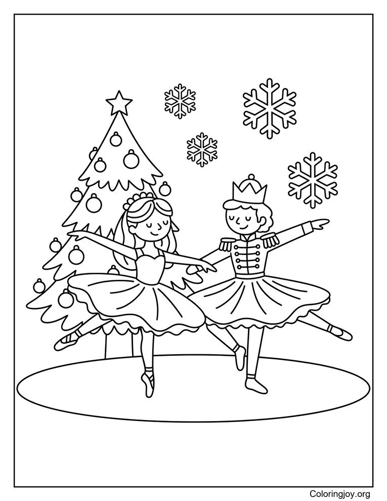 Página para colorear de cuento de hadas del Cascanueces Edición ballet