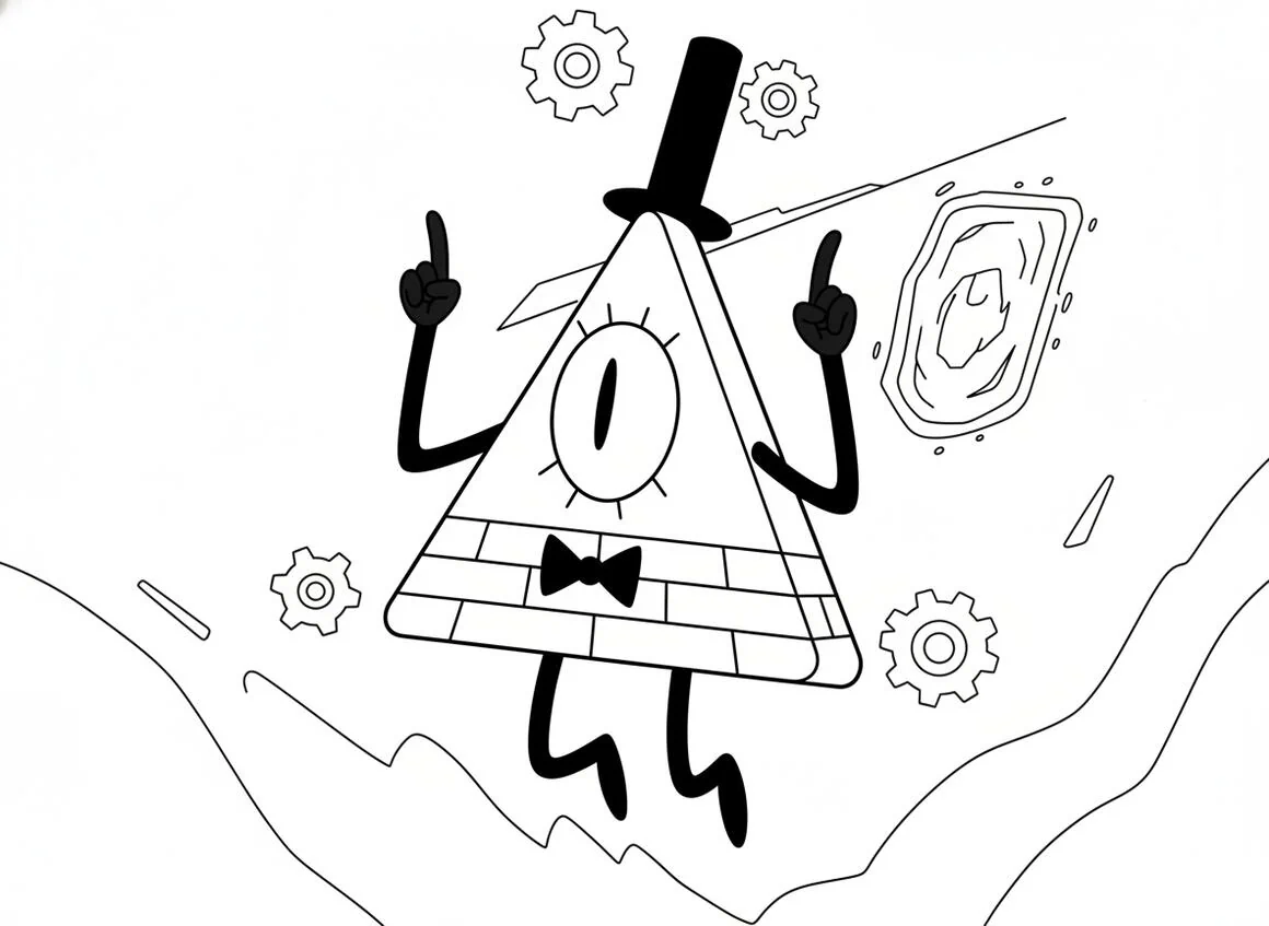 gravity falls Hoja para colorear del esquema de Bill Cipher