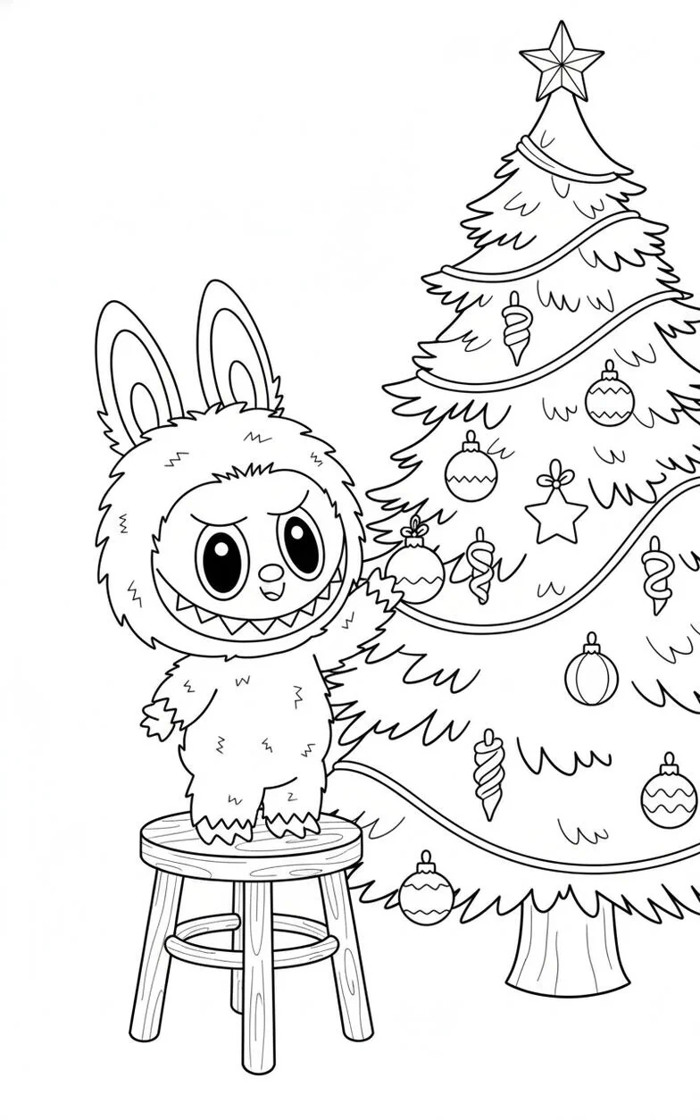 Labubu Adorno de árbol de Navidad colgante