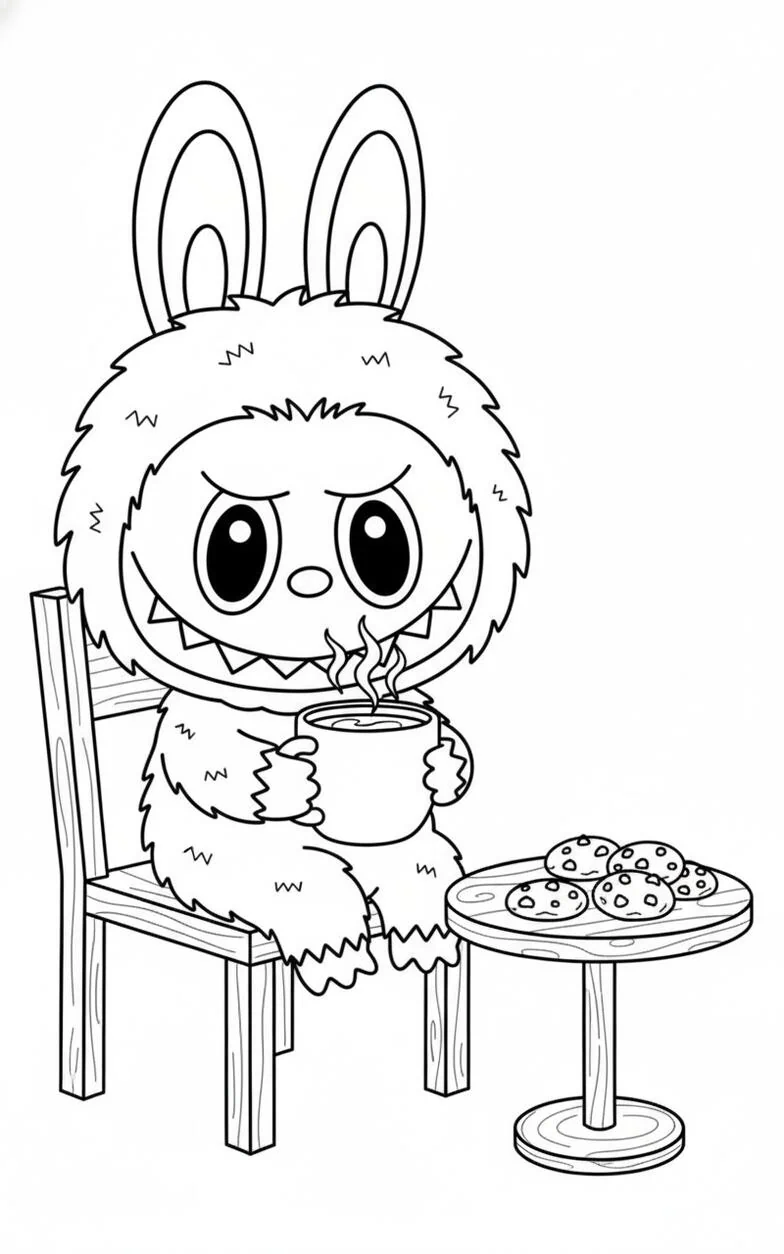 Labubu Chocolate caliente y galletas de invierno