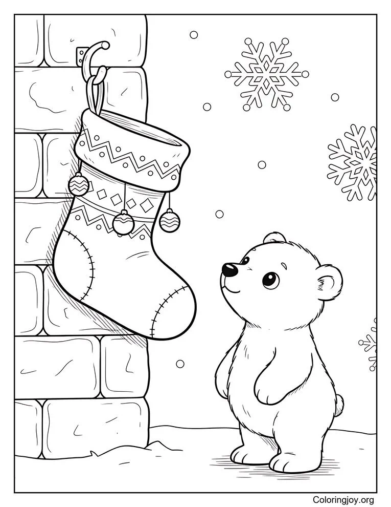 Calcetín con Navidad fuera de la pared del frigorífico