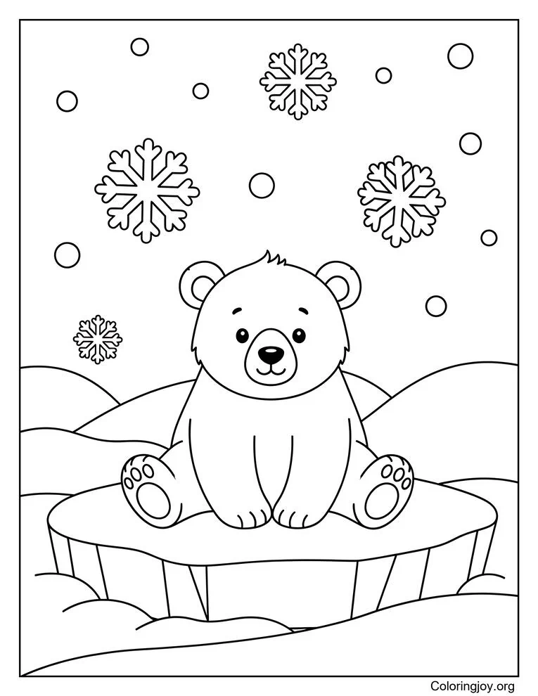 Página detallada para colorear de oso polar animal ártico