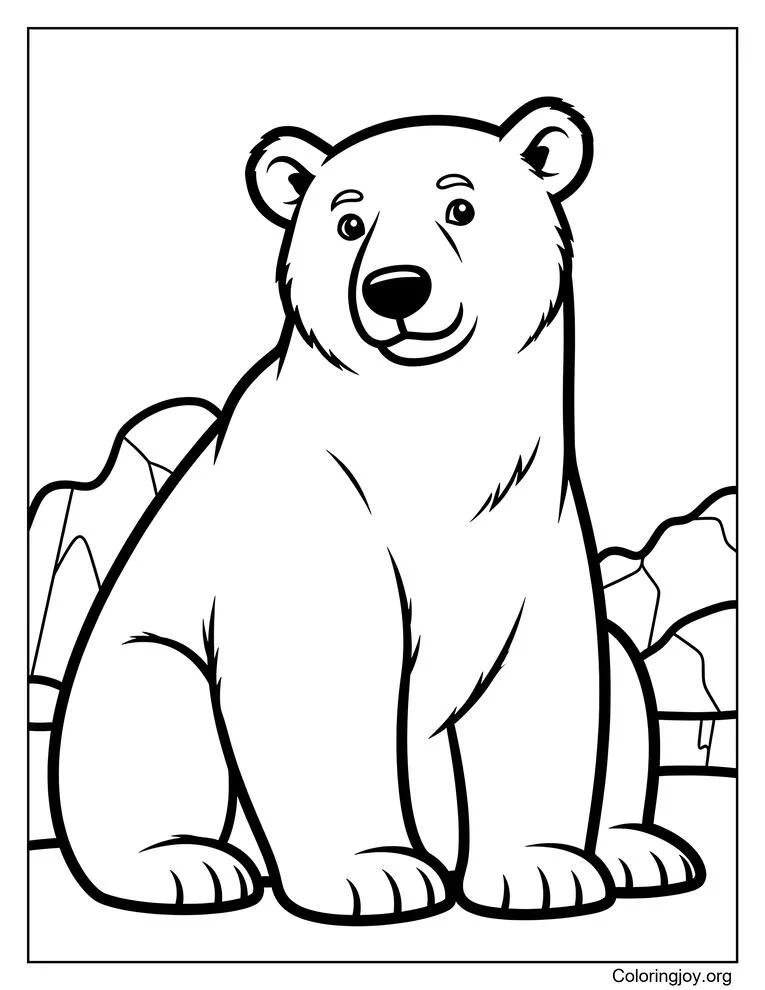 Página para colorear del oso polar de la fauna ártica