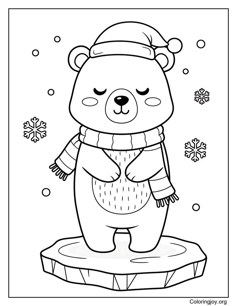 hoja para colorear imprimible de oso polar