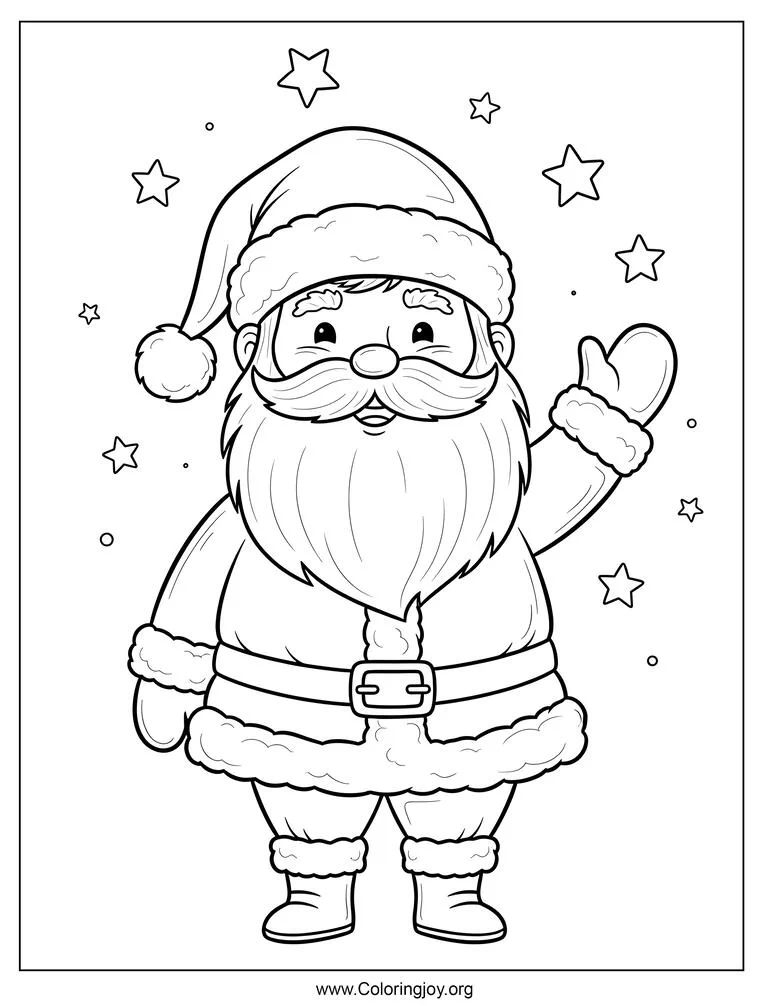 Dibujo de Papá Noel saludando para colorear