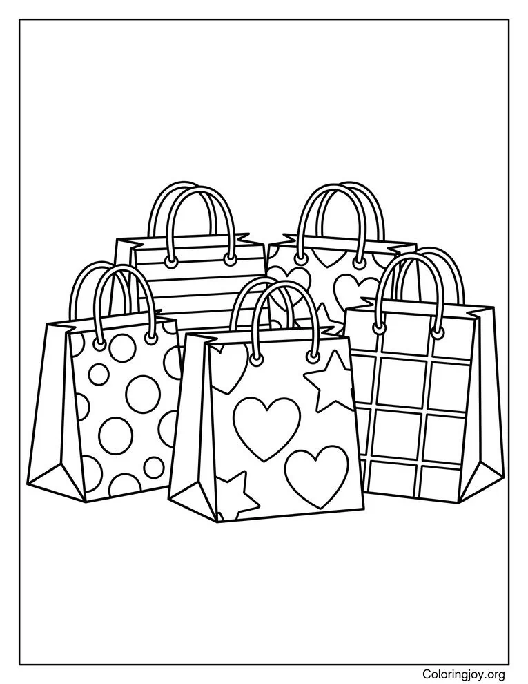 Dibujos para colorear de patrones de bolsas de regalo