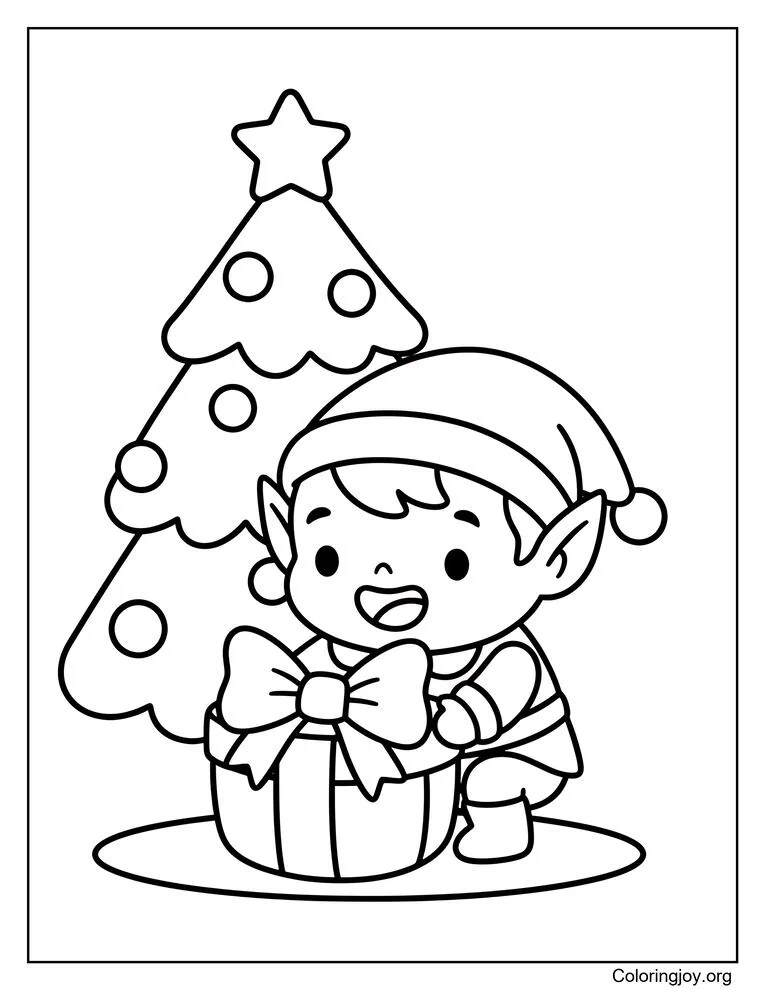 Dibujos para colorear de regalo bajo el árbol
