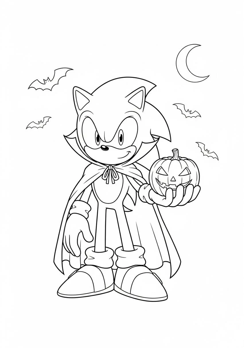 Sonic Hoja para colorear de Halloween