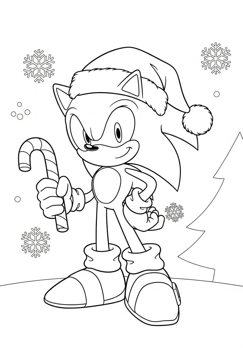 Sonic Página para colorear de Navidad