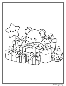 Festive gift scene coloring pages