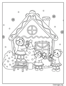 Festive Gingerbread Family Decorating Their Holiday Home