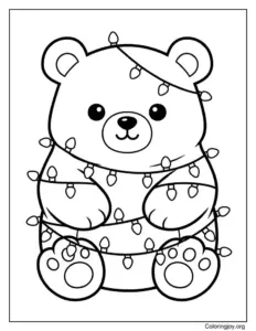 festive polar bear with christmas lights