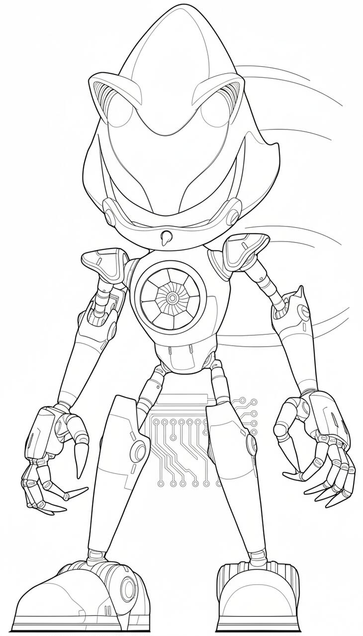 Futuristic Segmented Robot with Chest Turbine