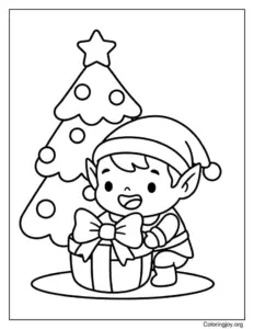 Gift under the tree coloring pages