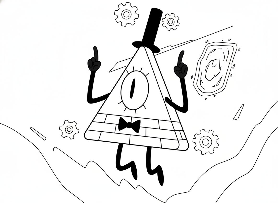Gravity Falls Bill Cipher Outline Coloring Sheet