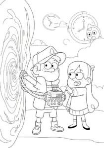 Gravity Falls Time Travel Coloring page to download