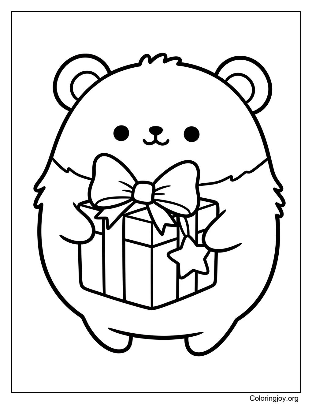 Holiday gift coloring page
