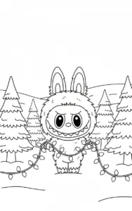 Labubu Christmas Lights in Snow Free Printable