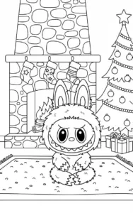 Labubu Cozy Christmas Fireplace