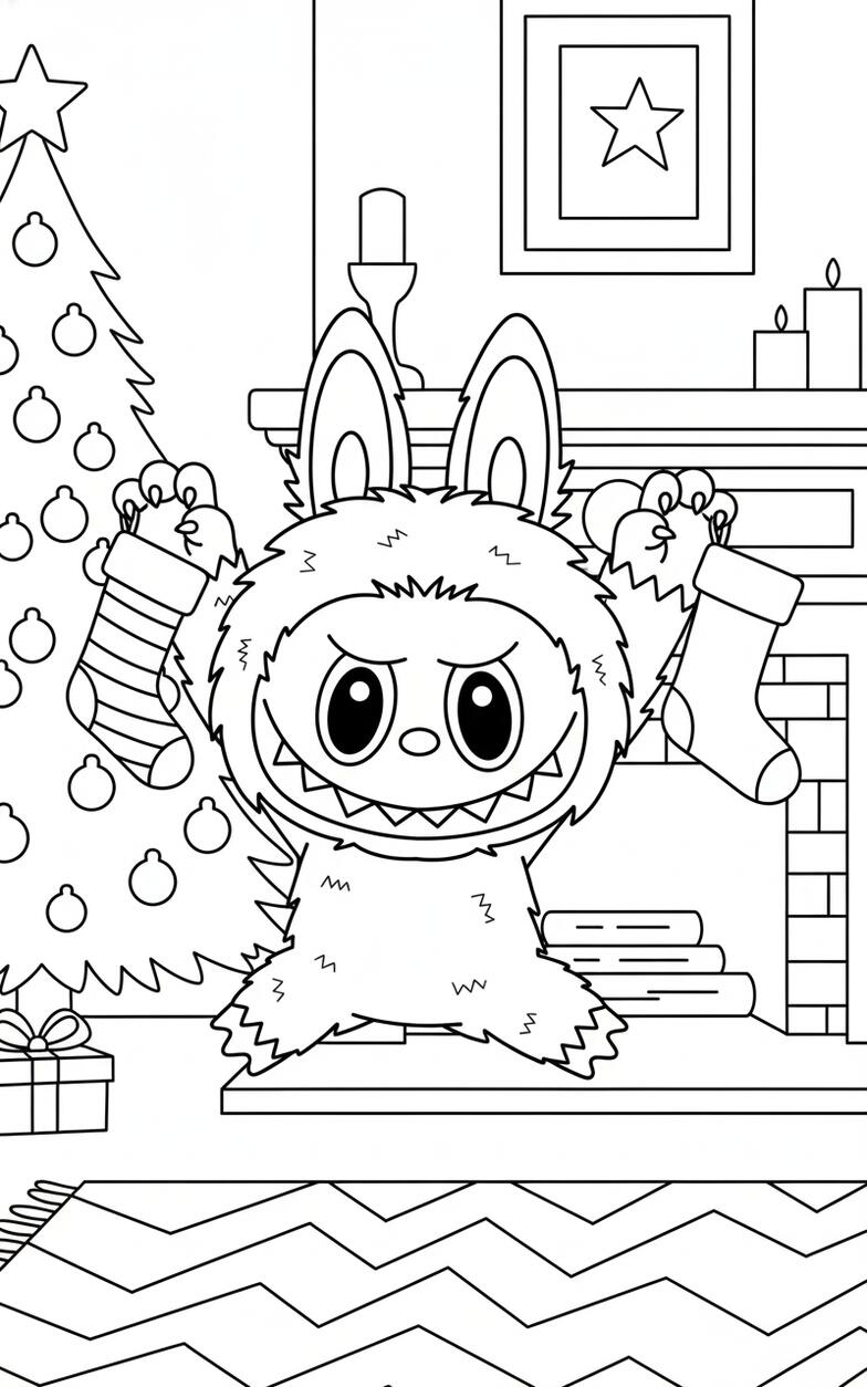 color to Labubu Hanging Holiday Stockings