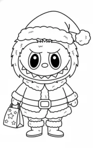 Labubu Santa Claus Suit Christmas Coloring page