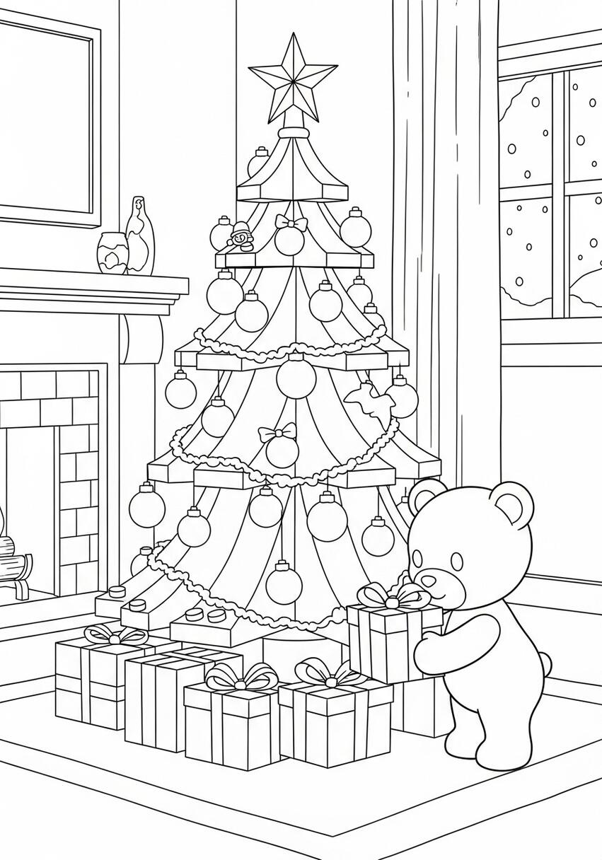 LEGO Christmas Tree Coloring Page .