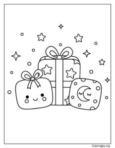 Magical Christmas gift coloring pages