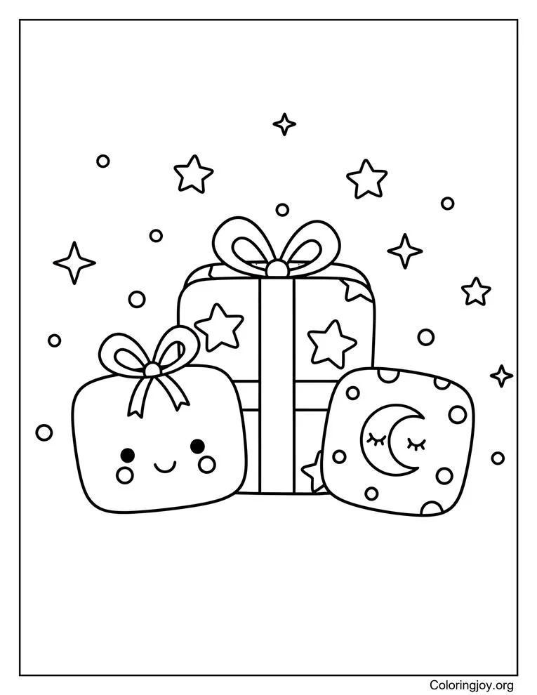 Magical Christmas gift coloring pages