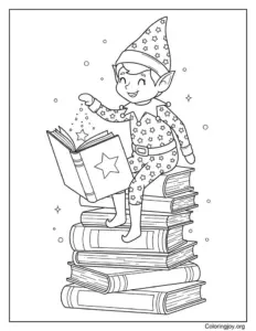Magical Elf on the Shelf Coloring Page Illustration