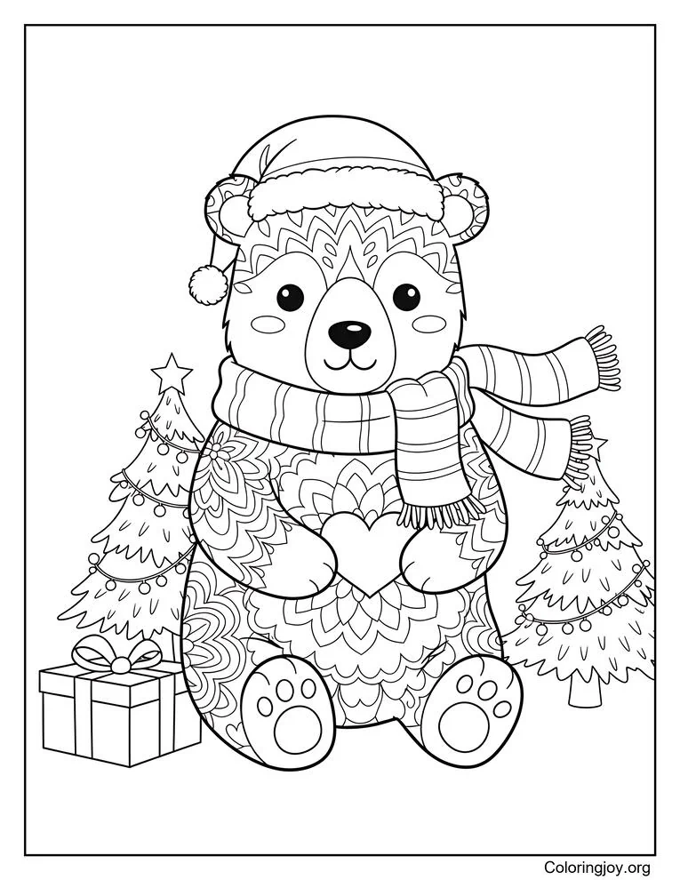 mandala polar bear coloring page
