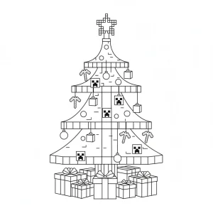 Minecraft Christmas Tree Coloring Page