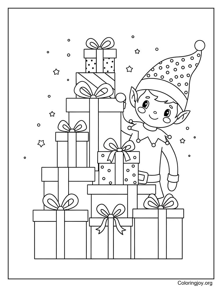 North Pole Elf on the Shelf Coloring Page Theme